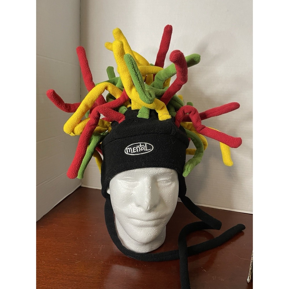 Vintage Mental Headgear Ski Snowboard Beanie Crazy Dreads Fleece Youth/kids